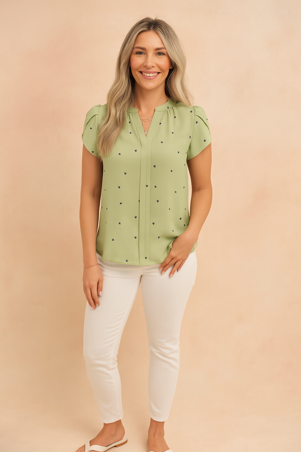 Girls' Cute Heart Print Blouse Casual Comfort Cotton 1