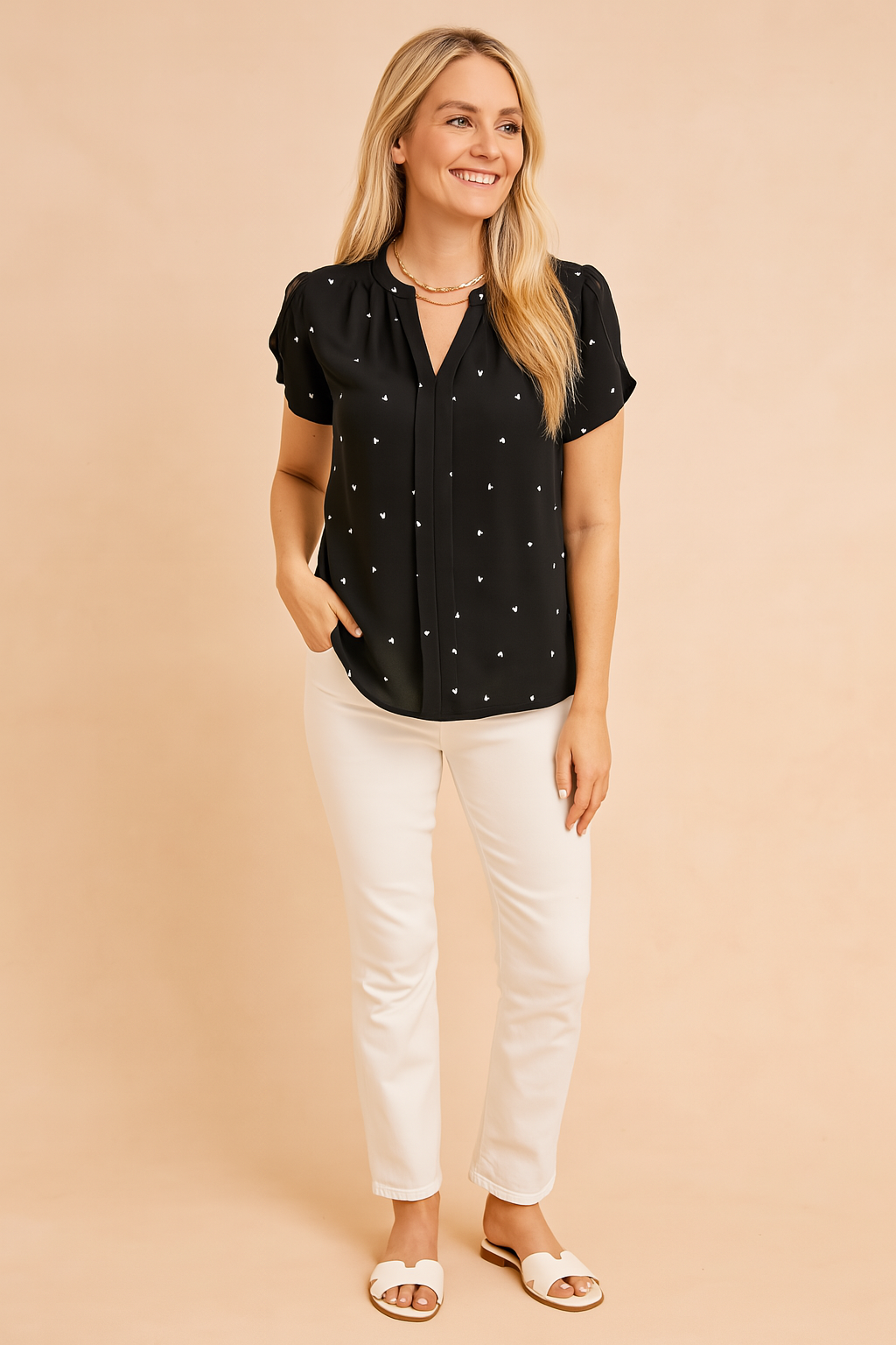 Girls' Cute Heart Print Blouse Casual Comfort Cotton 4