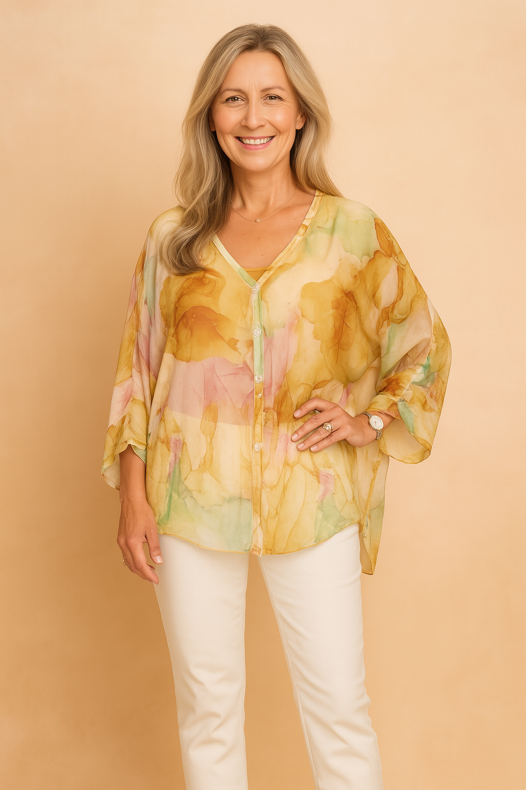 Women's Airy Blouse Artistic Pattern Lightweight Fabric 2