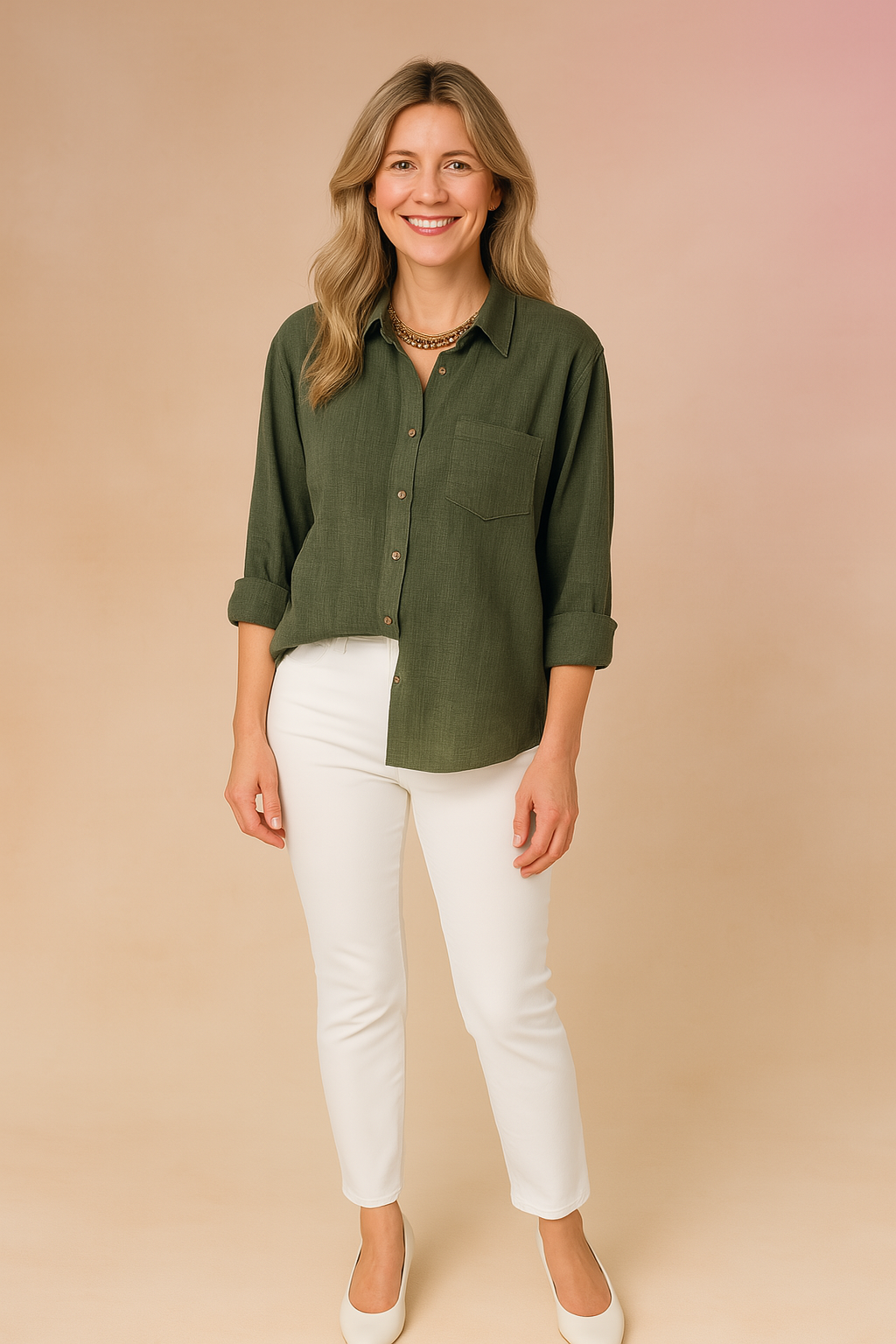 Women's Casual Loose-fitting Blouse with Pocket Cotton 4