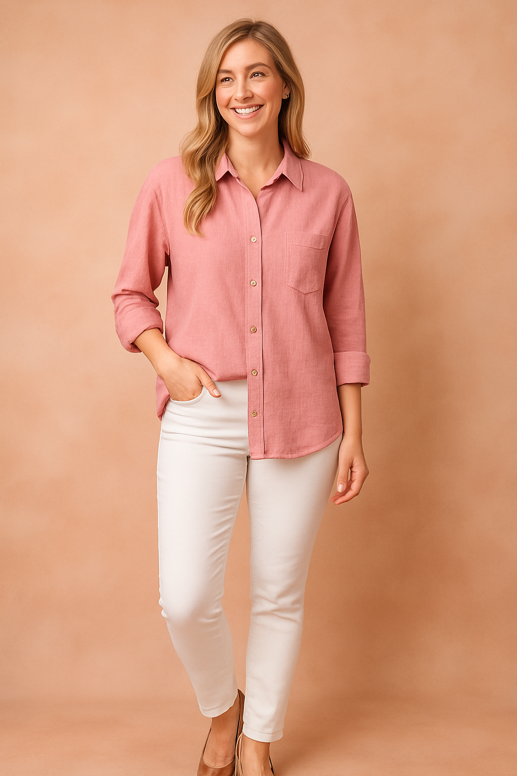 Women's Casual Loose-fitting Blouse with Pocket Cotton 6