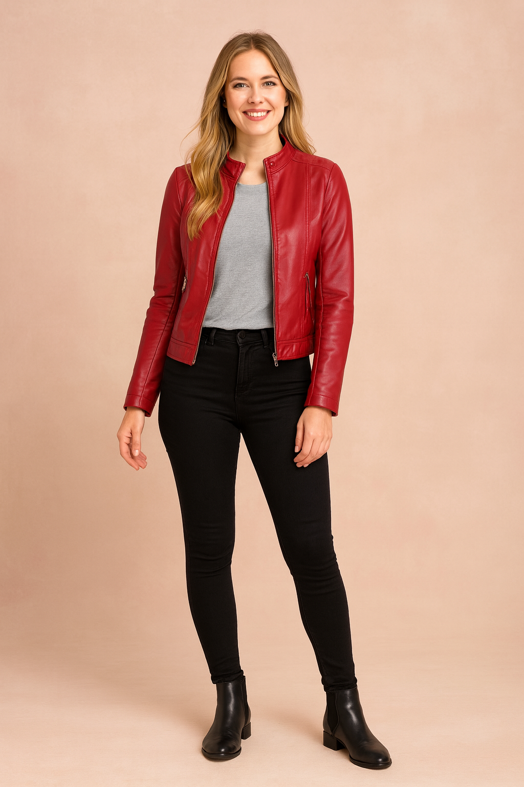 Women's Classic Biker Jacket with Zippers Stylish and Functional 4