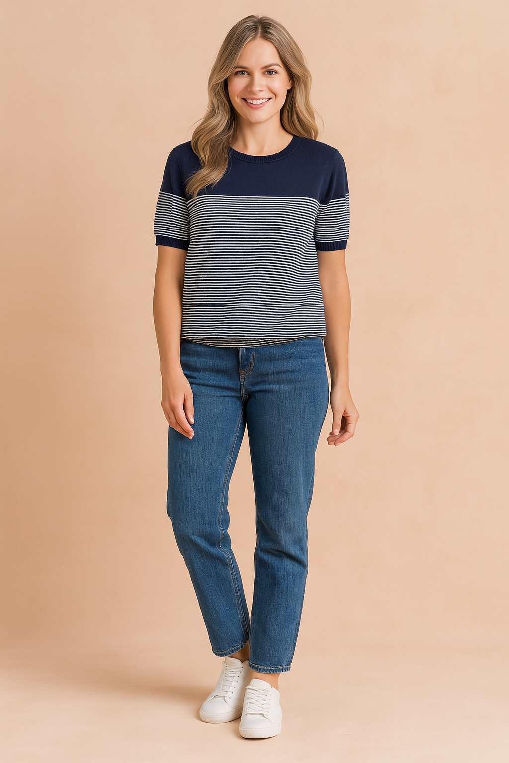 Women's Classic Striped Short Sleeve Top Comfortable Cotton 1