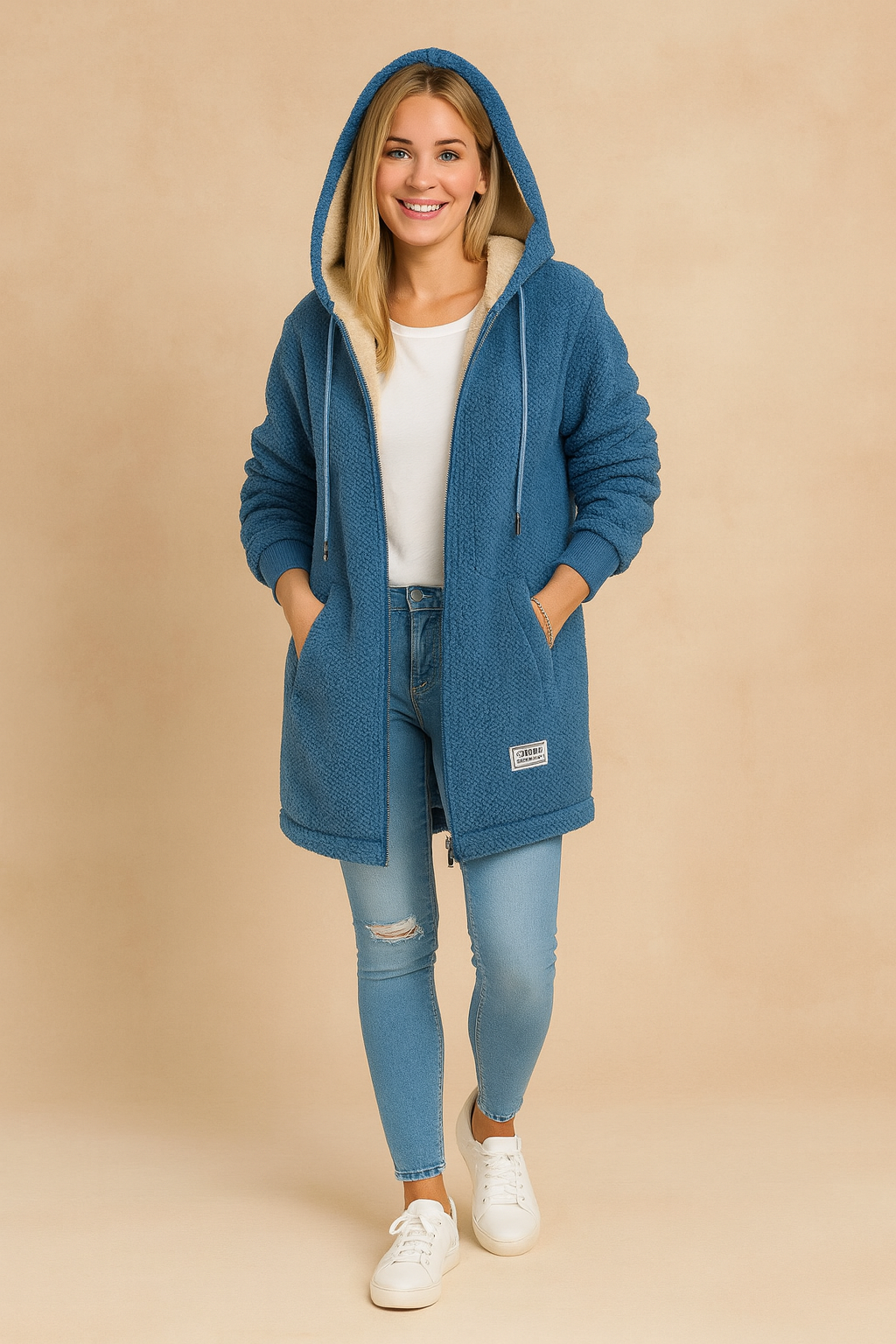 Women's Elegant Long Winter Jacket with Hood Warmth Polyester 0