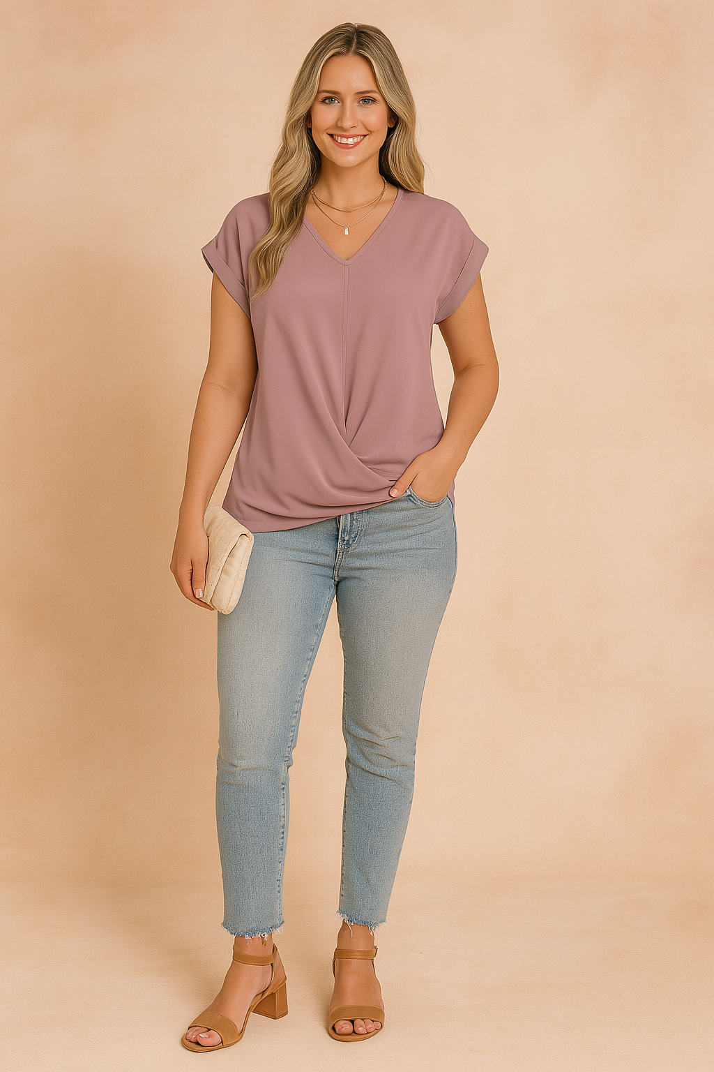 Women's Elegant Wrap Front Blouse Comfortable Soft Fabric 2