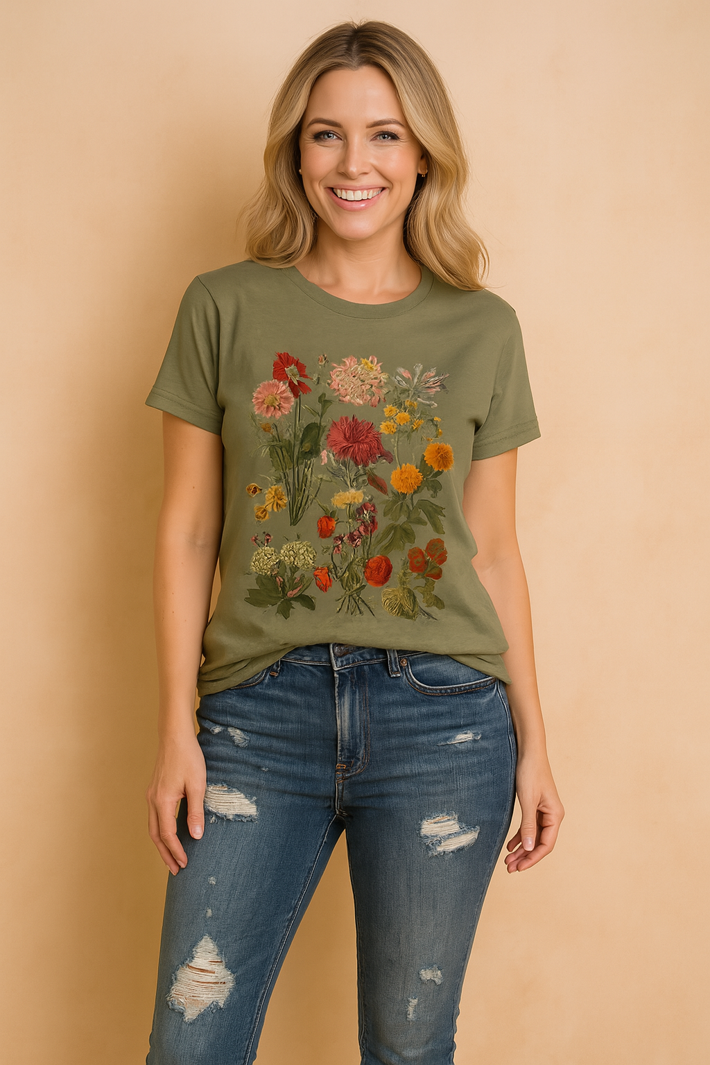 Women's Floral Print T-Shirt Casual Cotton 0