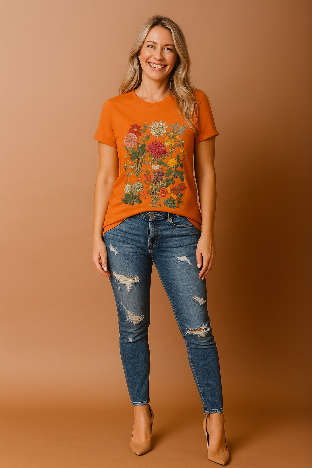 Women's Floral Print T-Shirt Casual Cotton 2
