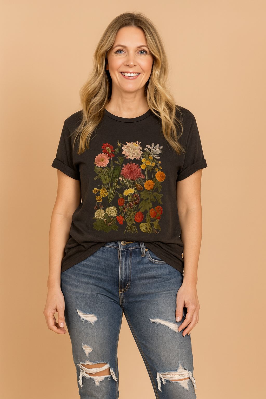 Women's Floral Print T-Shirt Casual Cotton 3