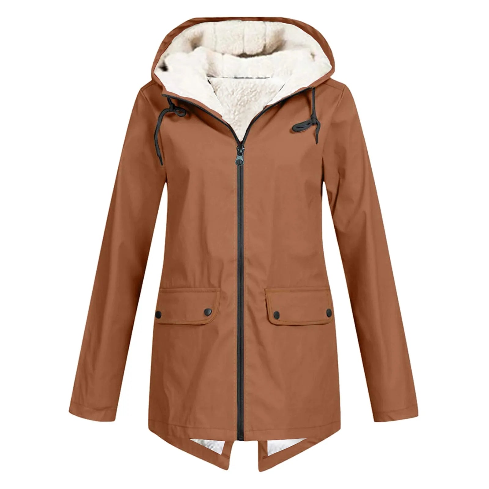 Women's Hooded Trench Coat Winter Waterproof Elegant Design 0