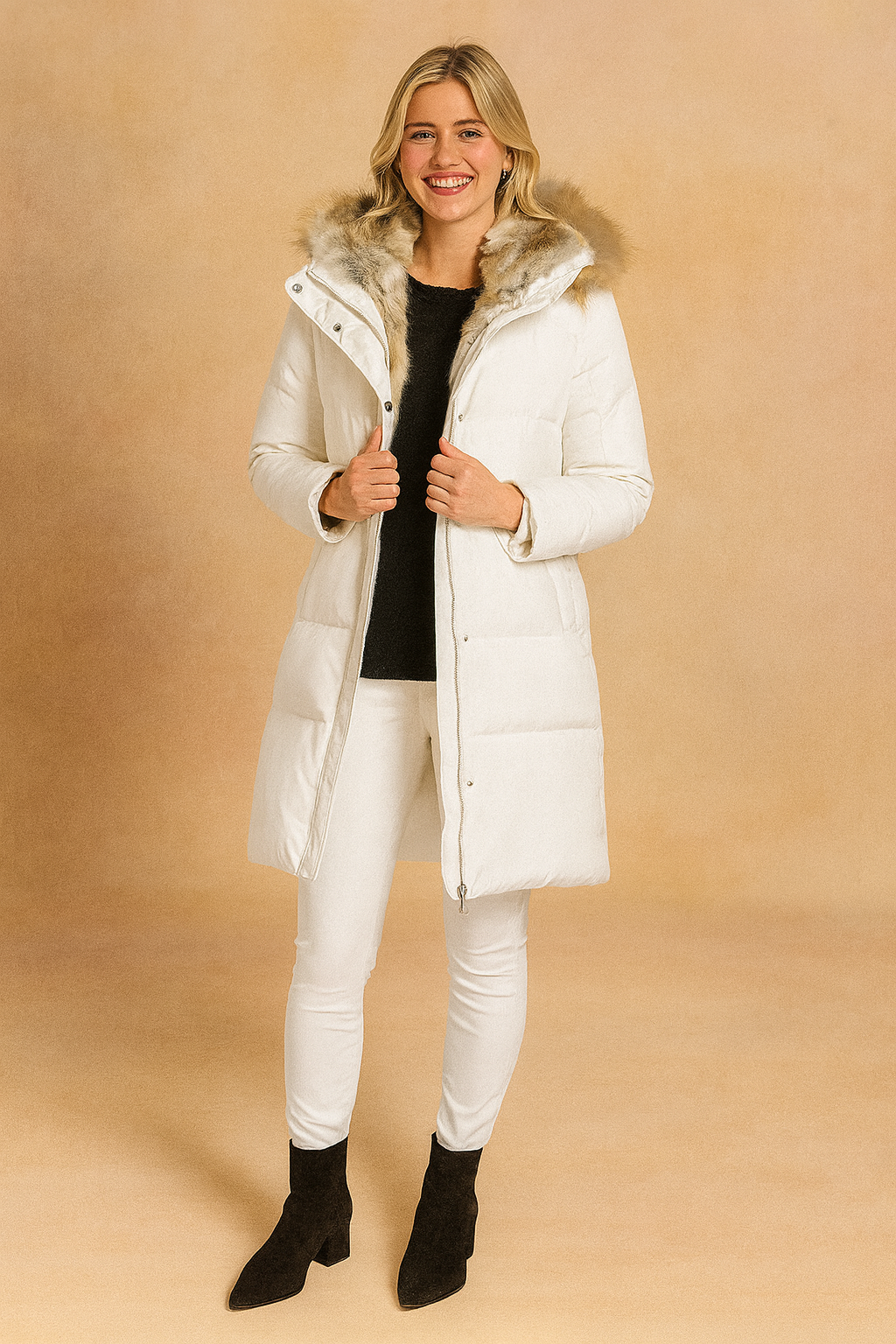 Women's Insulated Long Winter Parka with Hood Warmth Protection 0