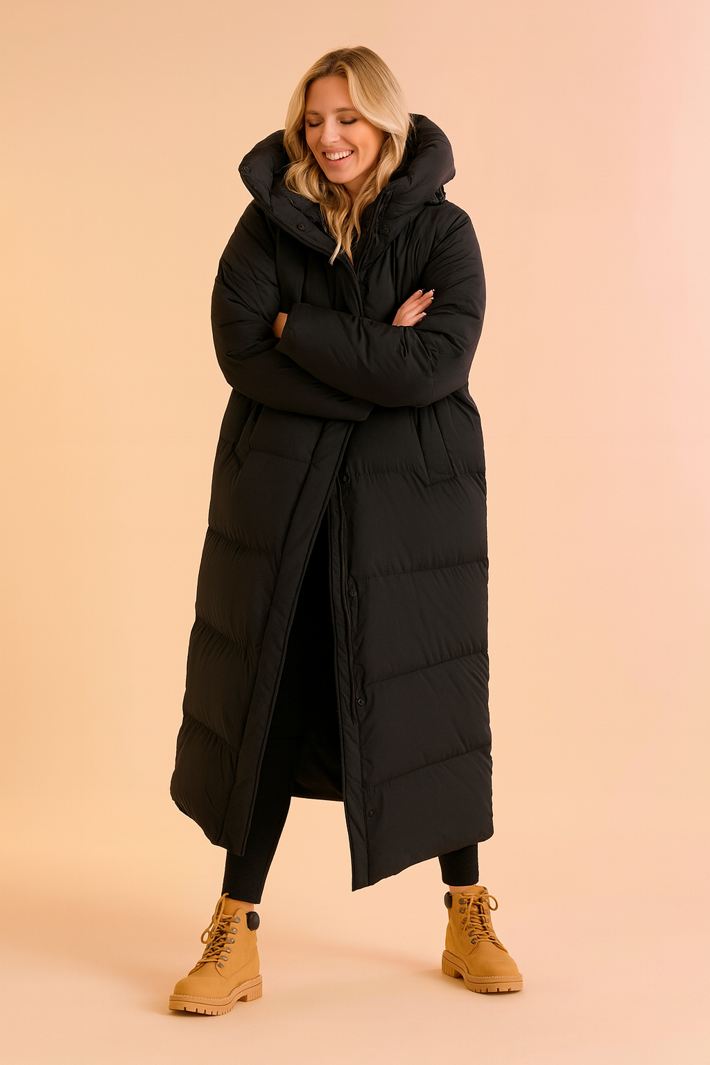 Women's Long Quilted Winter Jacket with Hood for Warmth and Comfort 3