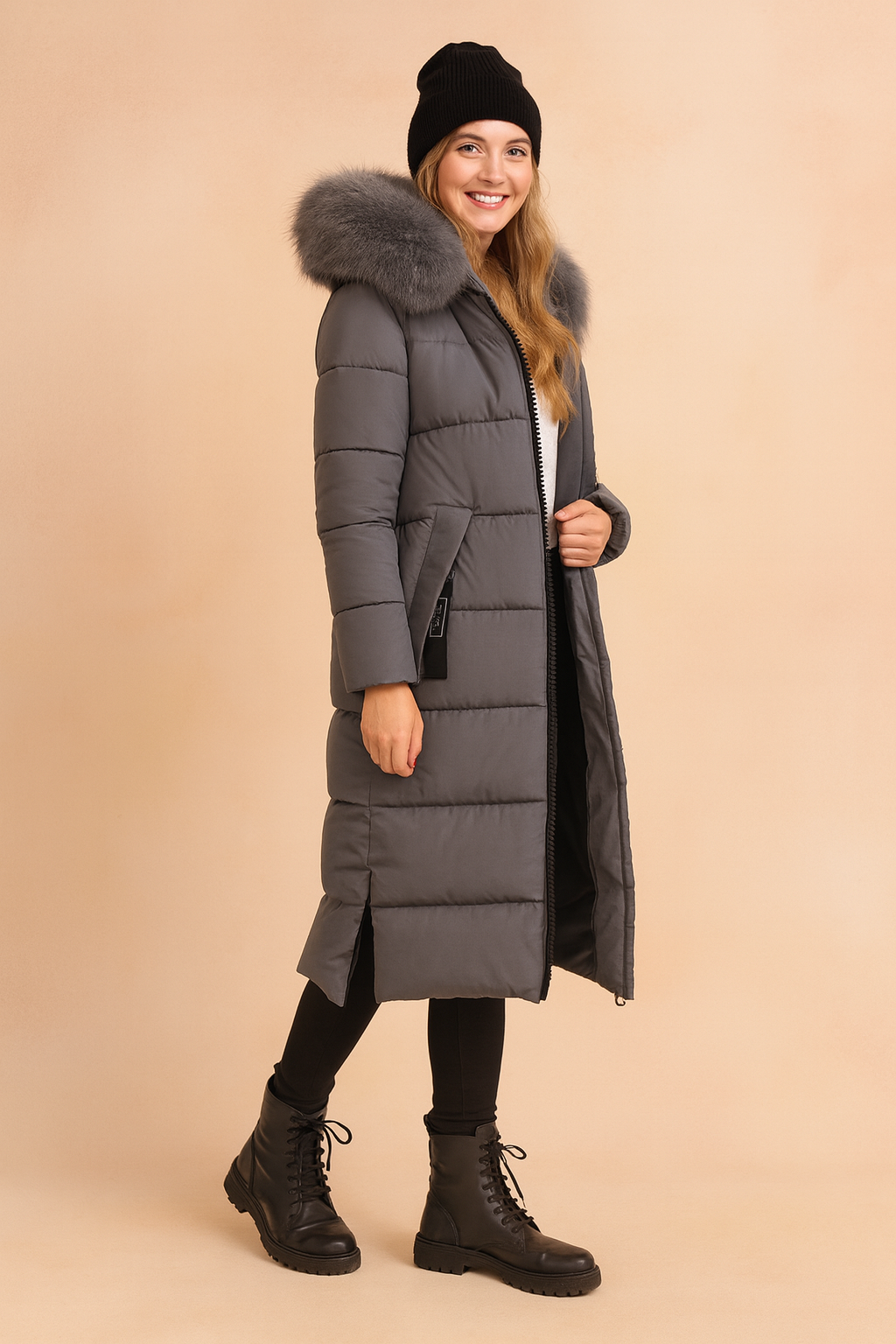 Women's Long Winter Parka Jacket with Hood Warm Insulation 1