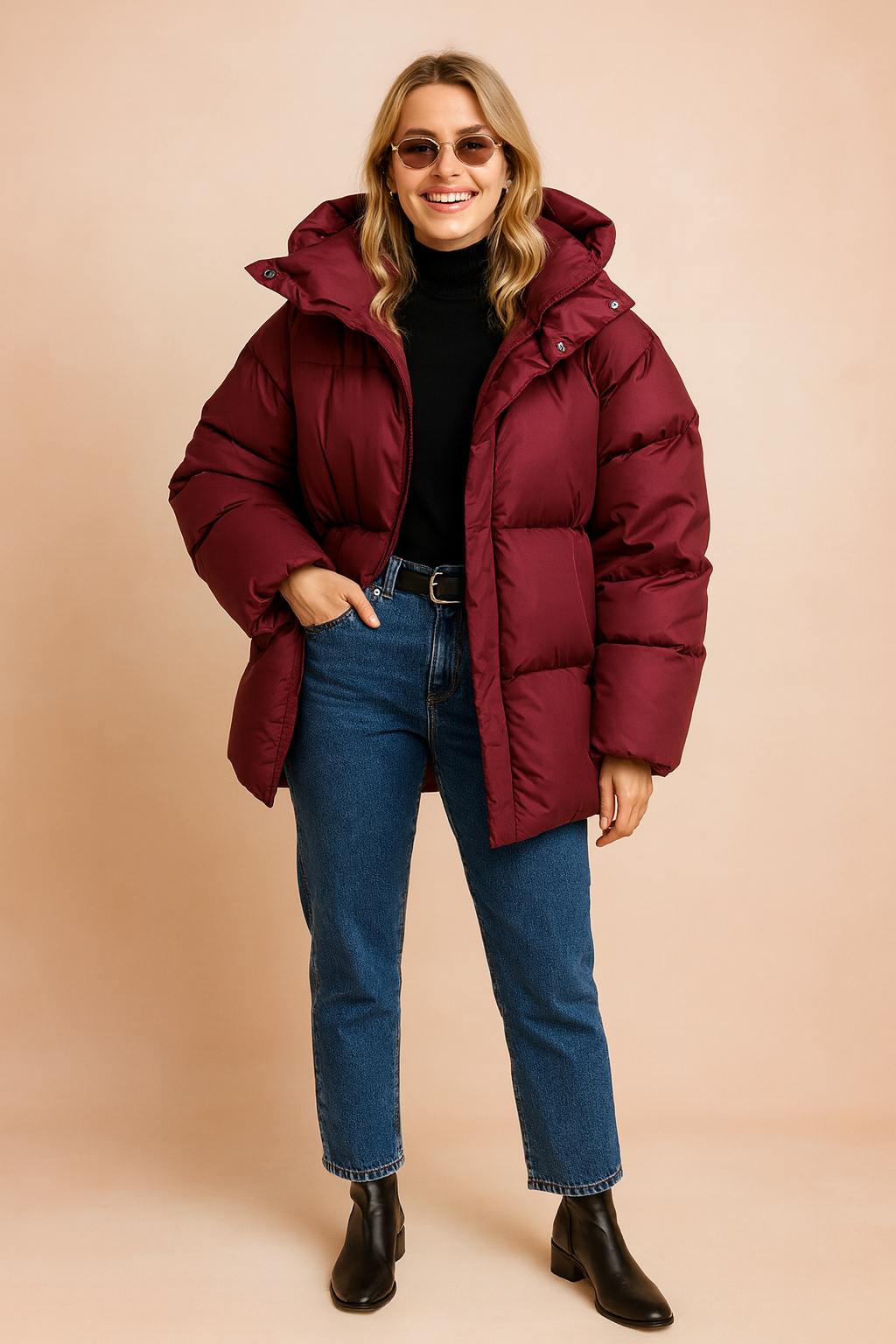 Women's Oversized Winter Jacket with Hood Warm Comfortable Fabric 1