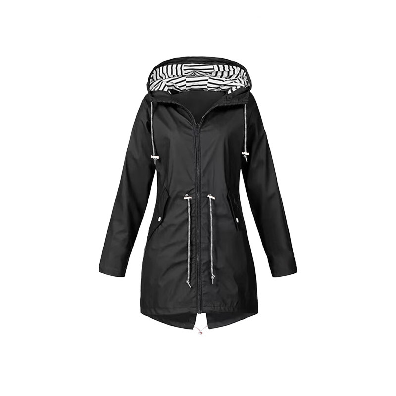 Women's Stylish Hooded Rain Jacket Windproof Polyester 0