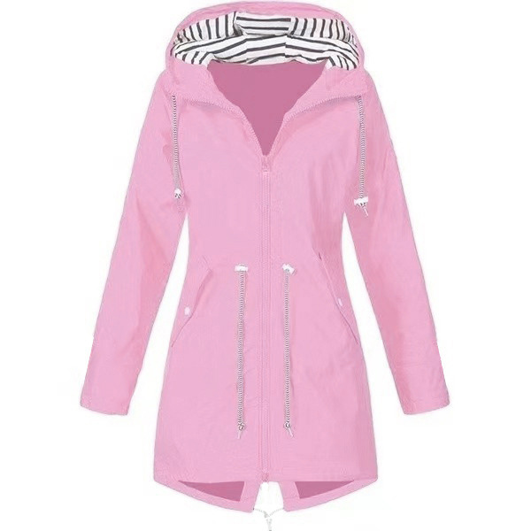 Women's Stylish Hooded Rain Jacket Windproof Polyester 3