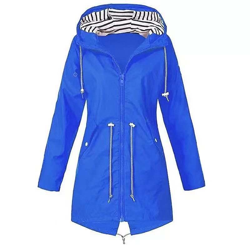 Women's Stylish Hooded Rain Jacket Windproof Polyester 4