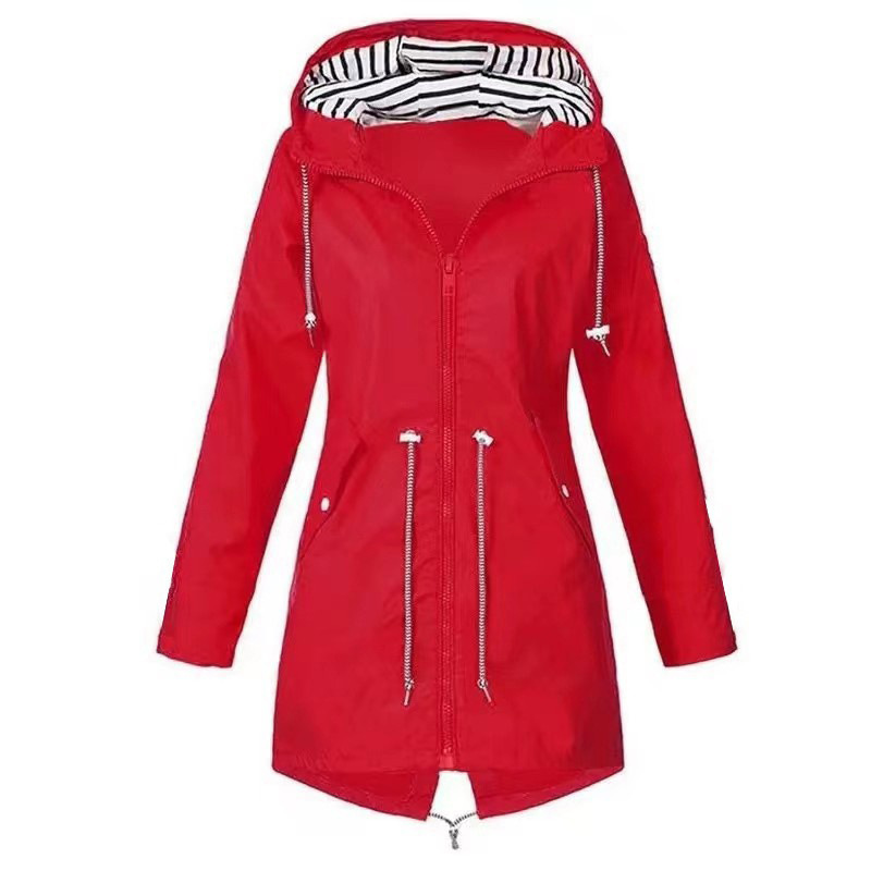 Women's Stylish Hooded Rain Jacket Windproof Polyester 5