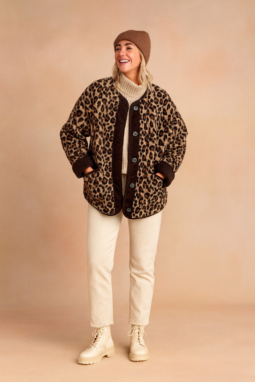 Women's Stylish Leopard Print Jacket Comfortable Fabric 1