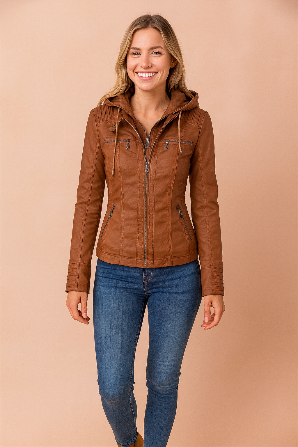 Women's Urban Style Hooded Jacket Practical Design 0