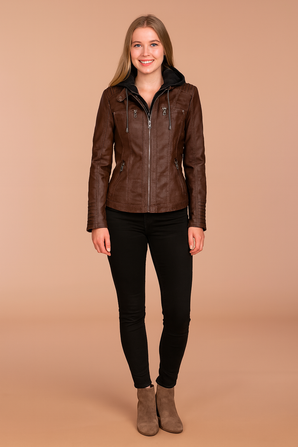 Women's Urban Style Hooded Jacket Practical Design 3