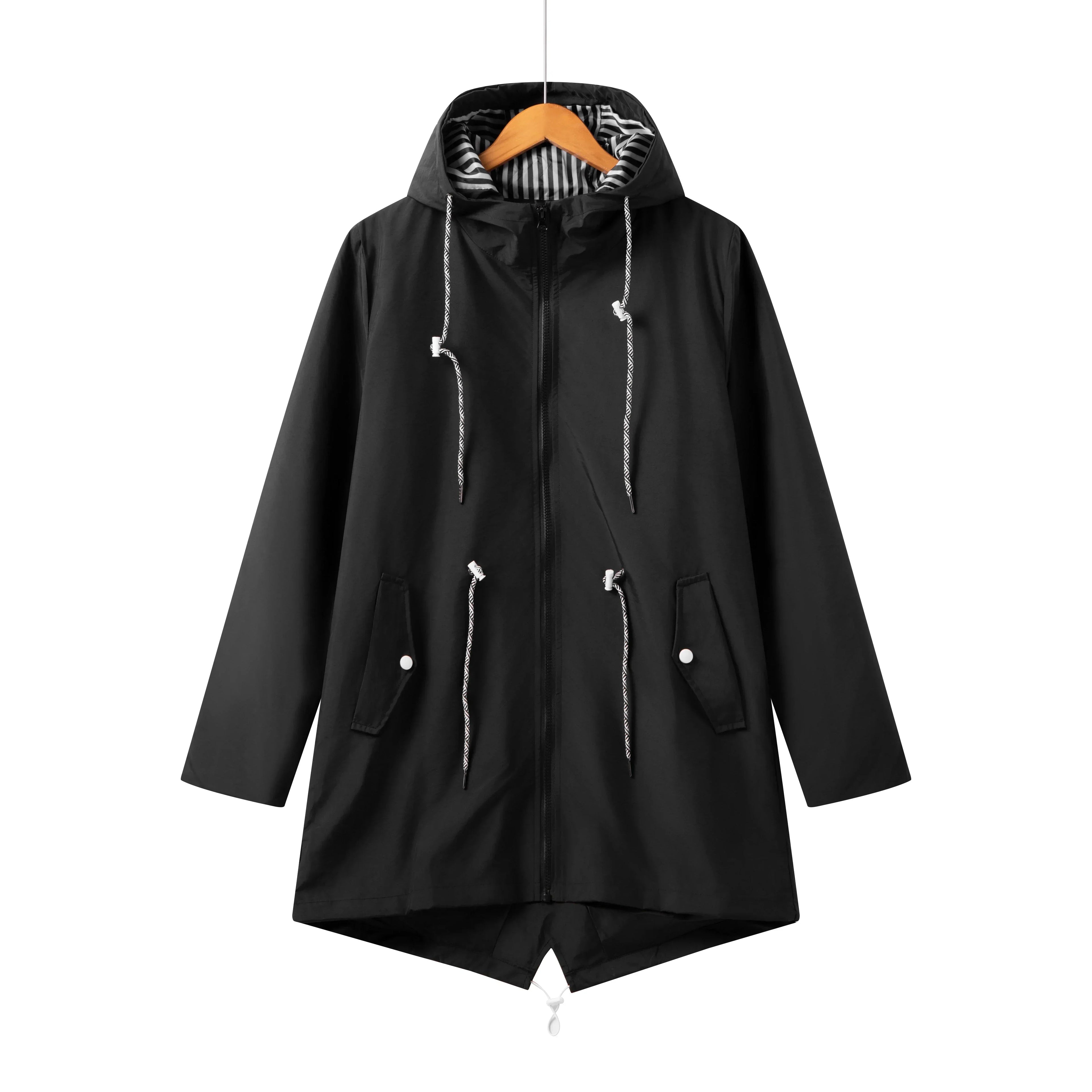 Women's Versatile Hooded Trench Coat Waterproof Outdoor 1